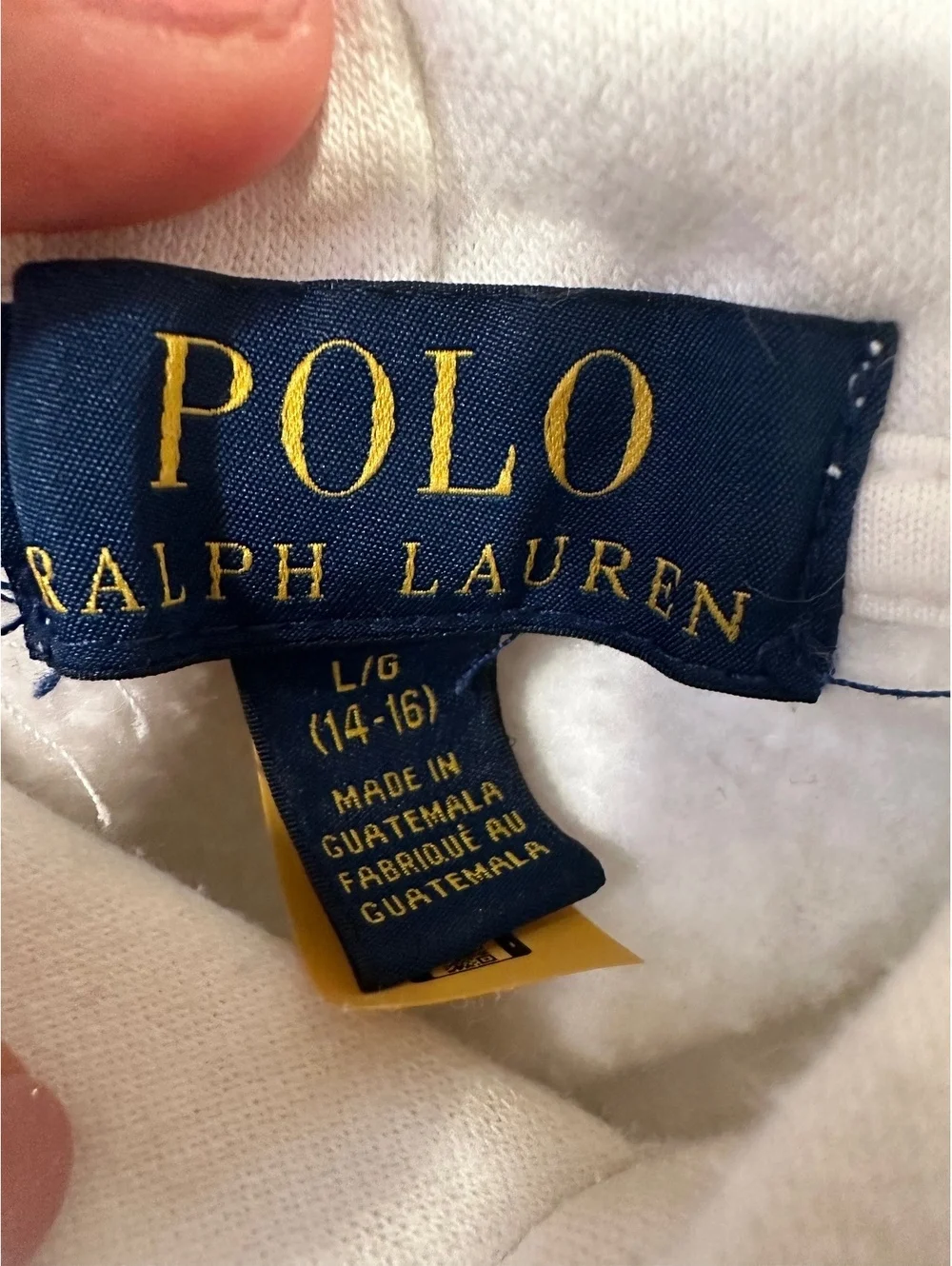 Polo Ralph Lauren Polo Bear Hoodie Girls L 14-16 White Pullover Sweatshirt